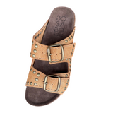 Bosabo Buckled Slides / Gold Shimmer Tan Suede