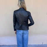 Vinetti Classic Leather Biker Jacket / Black
