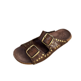 Bosabo Buckled Slides / Aged Brown Suede