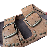 Bosabo Buckled Slides / Gold Shimmer Tan Suede