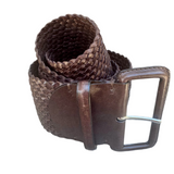Woven Leather Belt / Dark Brown