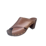 Bosabo High Heel Cross-over Mules / Dark Brown