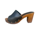Bosabo Classic High Heel Mules / Black Leather