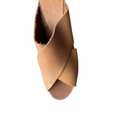 Bosabo High Heel Cross-over Mules / Light Tan Leather