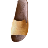 Bosabo Slip on Mules / Tan Suede Gold Shimmer