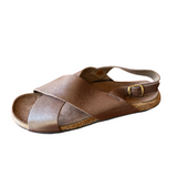 Bosabo Sling back cross-over Sandals / Brown leather