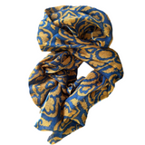 Linen Scarf Blue/ Cumin
