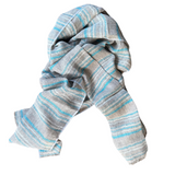 Linen Scarf Ligh Ash/ Turquoise Stripes