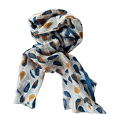 Linen Scarf Denim/Cumin Petals