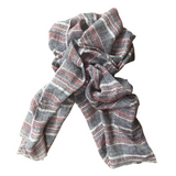 Linen Scarf Light Navy/Red Striped