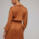 Bella Dahl Elastic Waist Tunic Dress - Tawny Copper