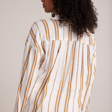 Bella Dahl Shirred Shoulder Pullover / Redwood Stripe