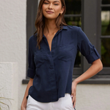 Bella Dahl Split Back Button Down / Endless Sea