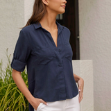 Bella Dahl Split Back Button Down / Endless Sea
