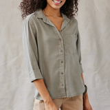Bella Dahl Split Back Button Down / Soft Army