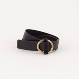 Sessùn Tisao leather belt with round buckle / Black