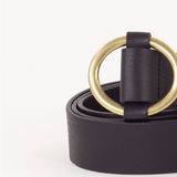 Sessùn Tisao leather belt with round buckle / Black