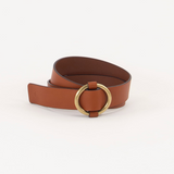 Sessùn Tisao leather belt with round buckle / Golden Brown