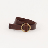 Sessùn Tisao leather belt with round buckle / Chestnut