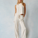 Bella Dahl Wide Leg Pant w Drawcord / Positano Sand Stripe
