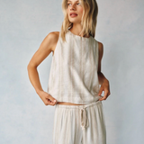 Bella Dahl Sleeveless Button Back Top / Positano Sand Stripe