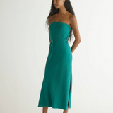 Bella Dahl Strapless Bias Maxi Dress / Teal Green