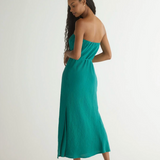 Bella Dahl Strapless Bias Maxi Dress / Teal Green