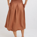 Bella Dahl Smocked Waist Gathered Skirt / Coastal Brown