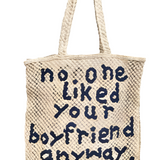 The Jacksons No One Liked Your Boyfriend Anyway Jute Bag / Natural-Indigo