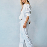 Bella Dahl Side Embroidery Beach Pant - White