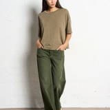 Please Glitter Over Size Top / Khaki