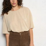 Please Glitter Over Size Top / Sand