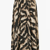 Please Elastic Waist Skirt / Black Beige Print