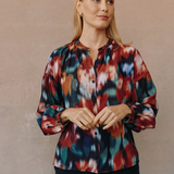Bella Dahl Mandarin Collar Button Down / Blurred Floral