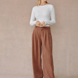 Bella Dahl Double Pleated High Waist Pant / Saddle Brown