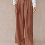 Bella Dahl Double Pleated High Waist Pant / Saddle Brown