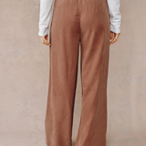 Bella Dahl Double Pleated High Waist Pant / Saddle Brown