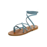 Zenobie Leather Sandals / Velours Blue Fog