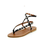 Delta Pyr Studded Leather Sandals / Black