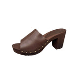 Bosabo Classic High Heel Mules / Dark Brown