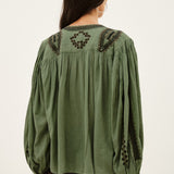 Ba&sh Mona Embroidered Shirt / Green