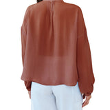 Bella Dahl Long Sleeve Drop Shoulder Pin Tuck Shirt / Mocha Cloud