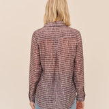 Bella Dahl Classic Button Down Shirt / Plum Gingham Print