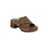 Les Tropeziennes Heeled Suede Mules / Khaki