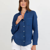Bella Dahl Pocket Button Down Linen Shirt / Midnight Surf