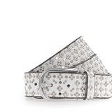 Tini Silver Buckle Leather Belt White