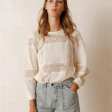 Indi & Cold Blouse with Lace Inserts / Natural