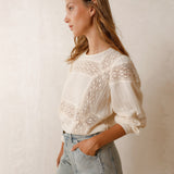 Indi & Cold Blouse with Lace Inserts / Natural