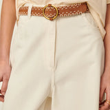 Sessun Dity Embroidered Suede Belt / Amber