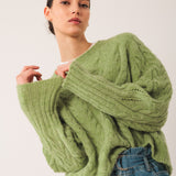 Indi & Cold Cable Knit Crop Sweather / Matcha